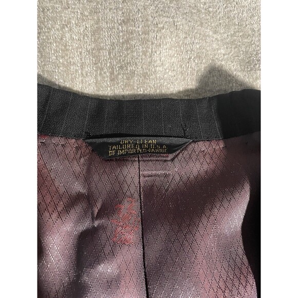C & R Clothier Coat Blazer Men's Large Black Wool, Striped Coat - Picture 8 of 16